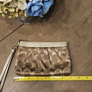 Coach Brown and Gold Wristlet